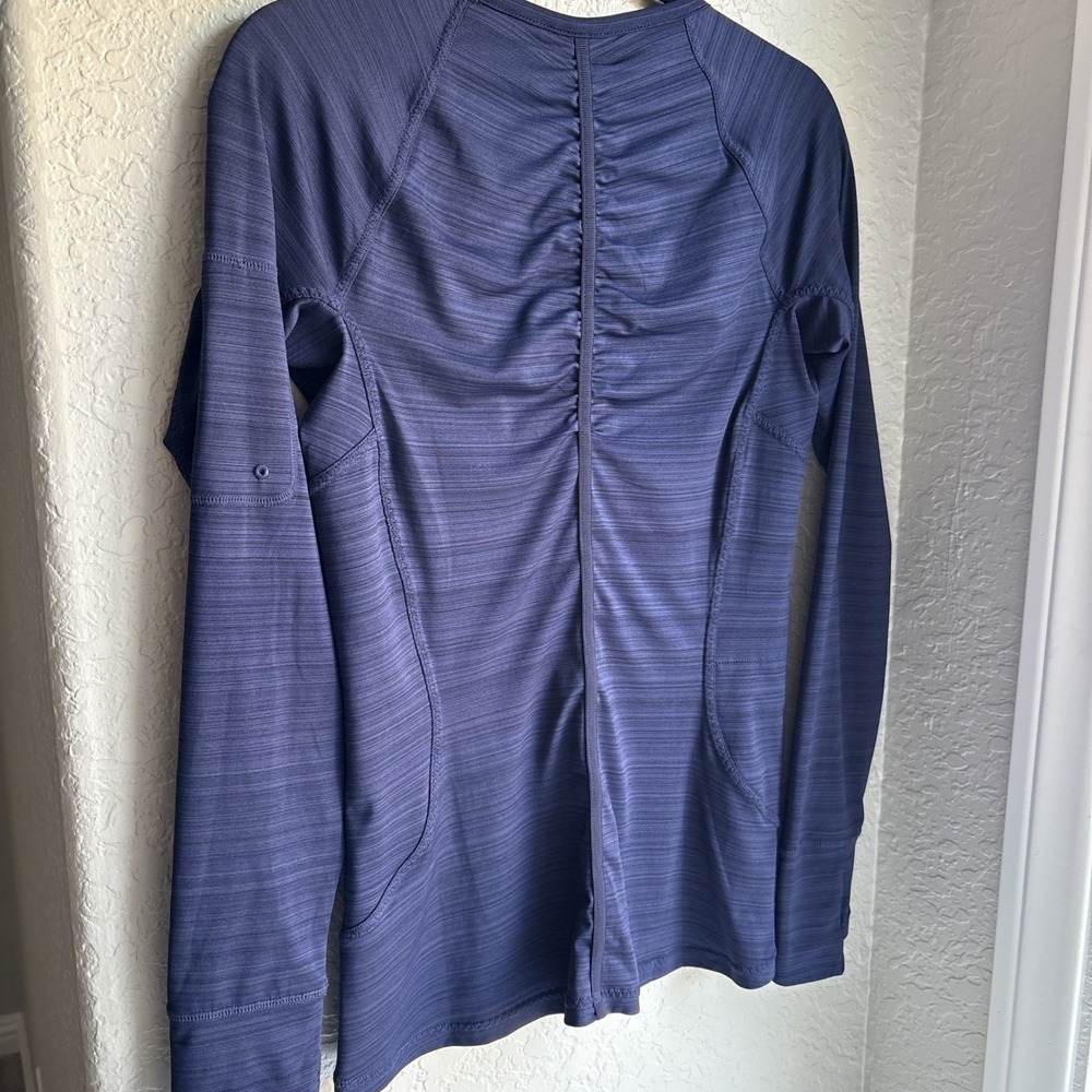 Athleta Women M Athletic Top Navy Blue Quarter Zip Long Sleeve Stretch Running - Picture 5 of 12